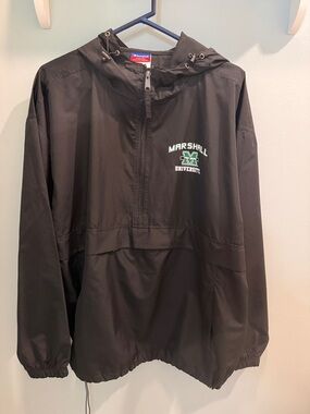 Champion Black Marshall University Hooded Windbreaker